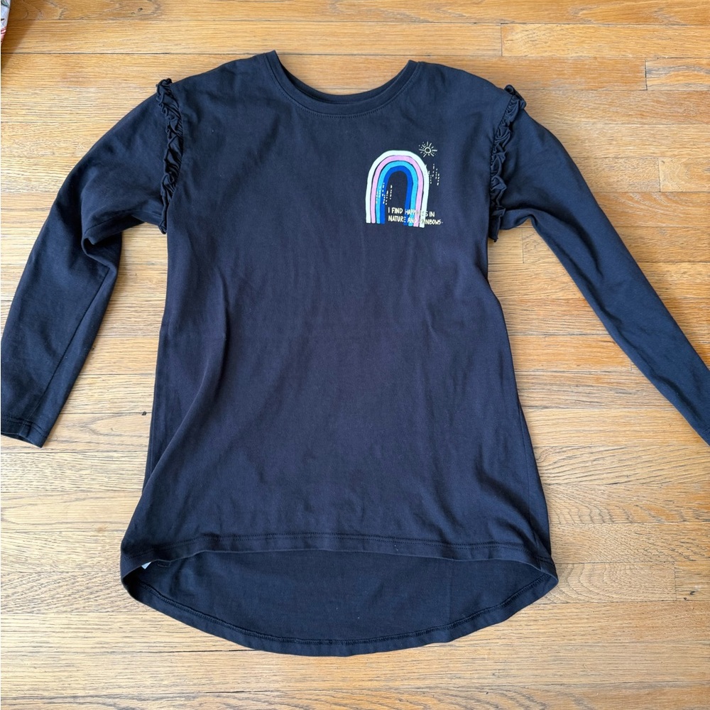NWOT Tea Collection Black Tunic with Rainbows